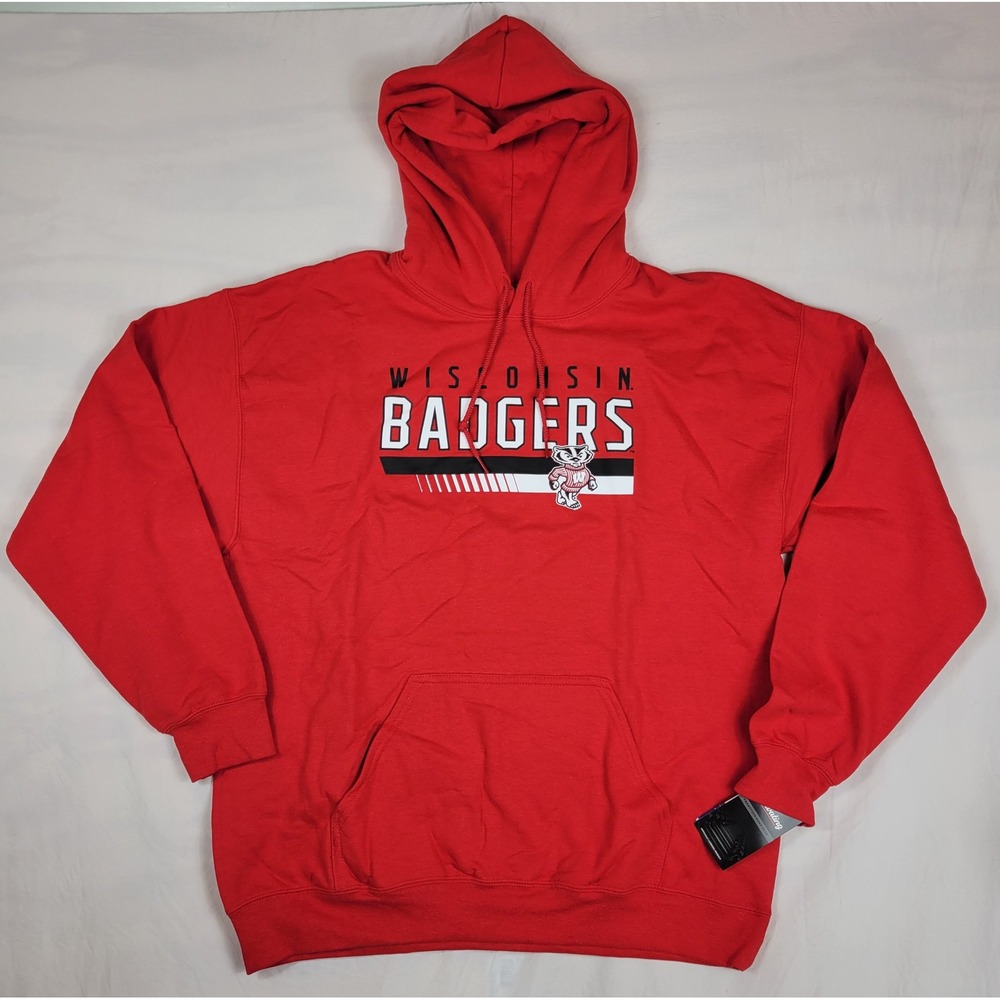 Captivating NWT Wisconsin Badgers Hoodie Red NCAA Bucky Badger L Sweatshirt Mens